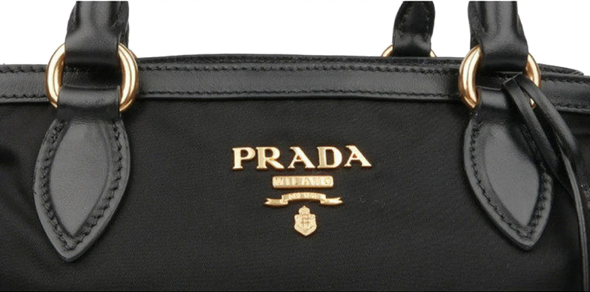 Prada Tessuto Nylon Black Saffiano Medium Handbag Satchel - Handbags - Clayton's Online Store