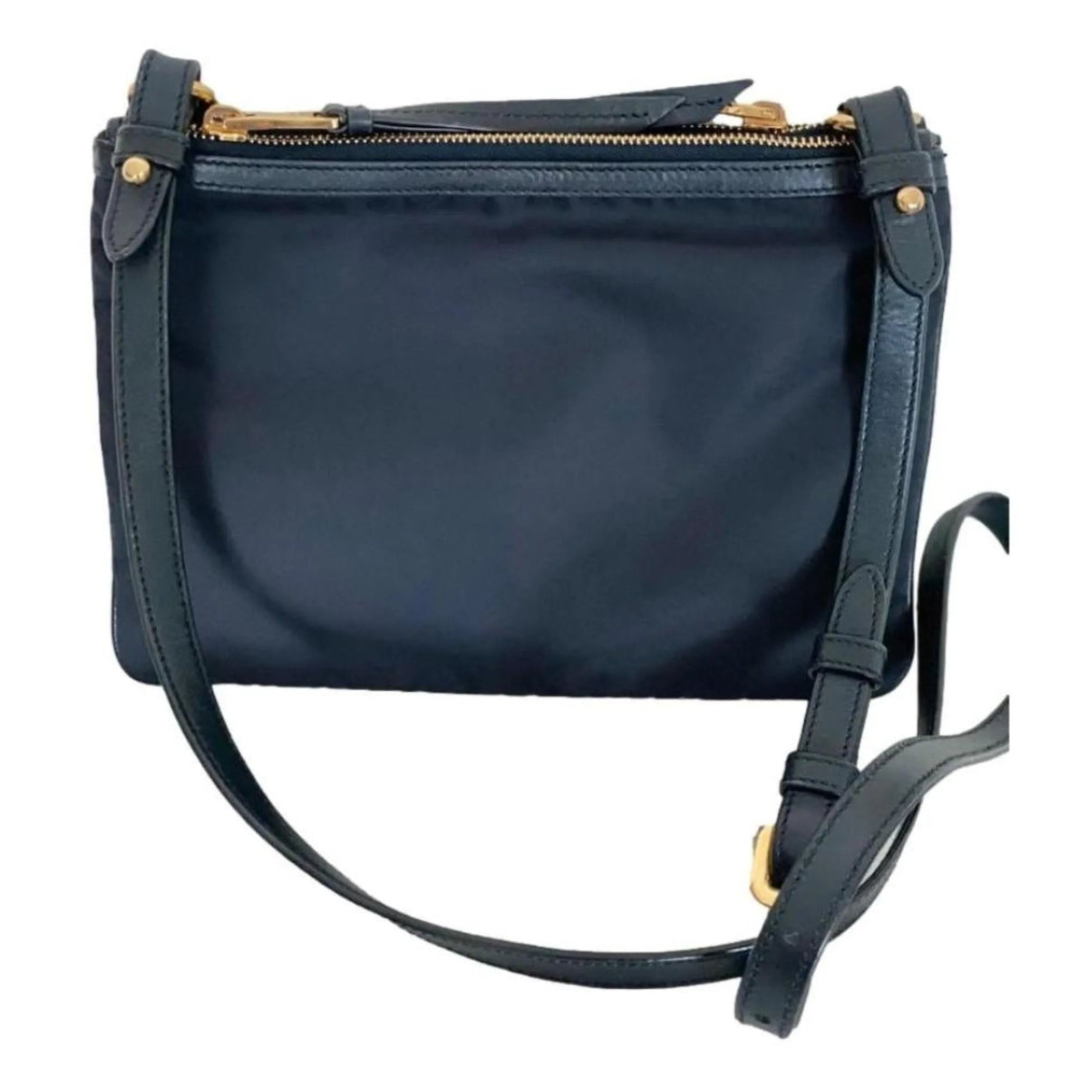 Prada Tessuto Nylon Blue Zip Calf Leather Cross Body Bag - Handbags - Clayton's Online Store