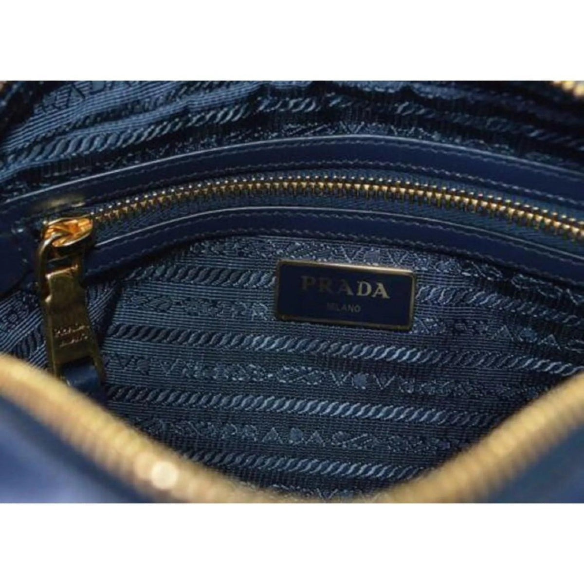 Prada Tessuto Nylon Blue Zip Calf Leather Cross Body Bag - Handbags - Clayton's Online Store