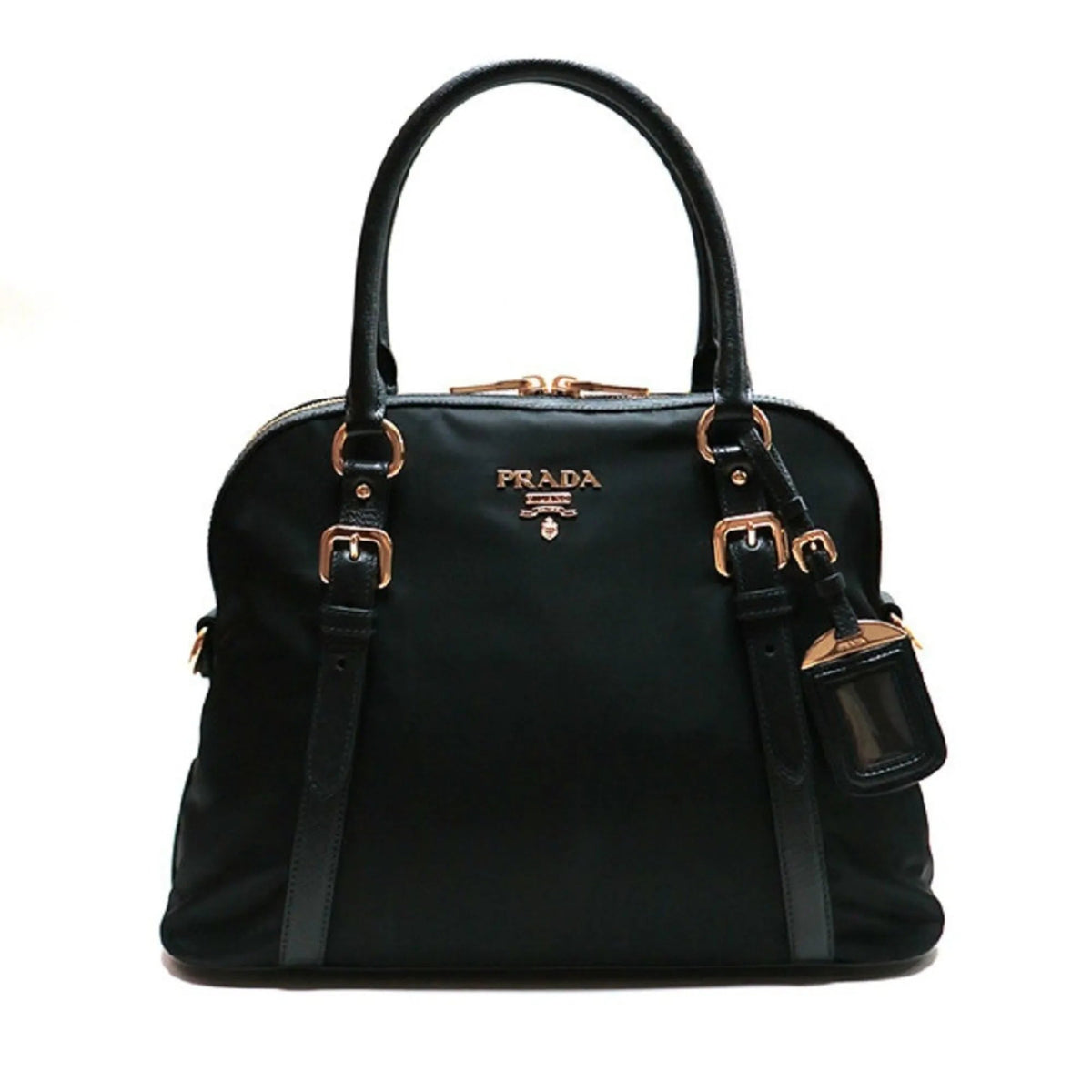 Prada Tessuto Nylon Saffiano Leather Black Satchel Bag - Handbags - Clayton's Online Store