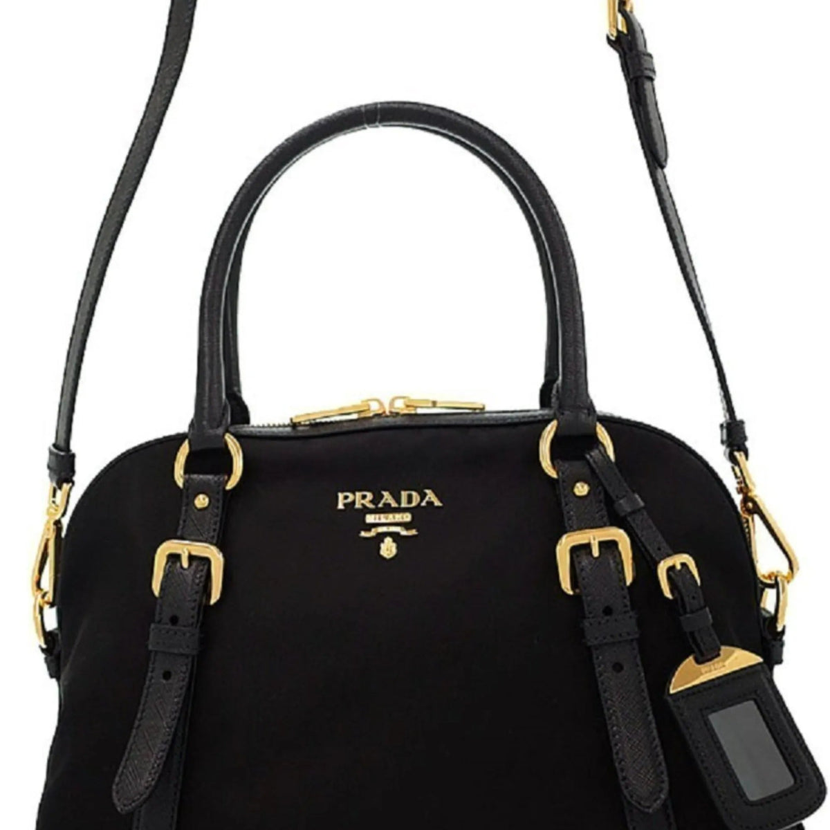 Prada Tessuto Nylon Saffiano Leather Black Satchel Bag - Handbags - Clayton's Online Store