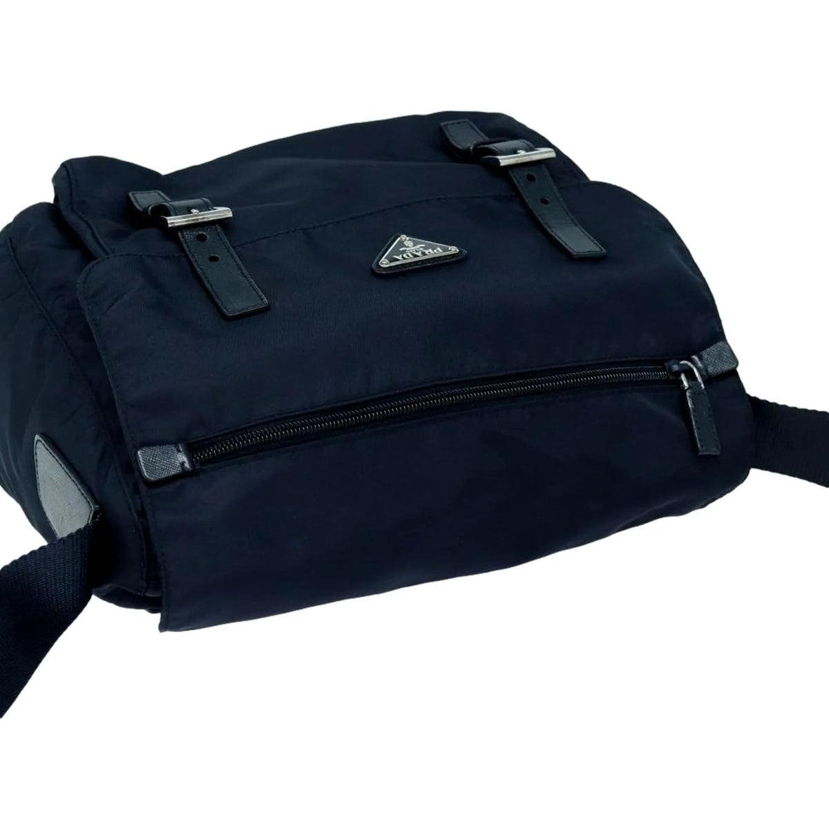 Prada Tessuto Re - Nylon Messenger Crossbody Bag Blue+Nero Navy Medium - Handbags - Clayton's Online Store