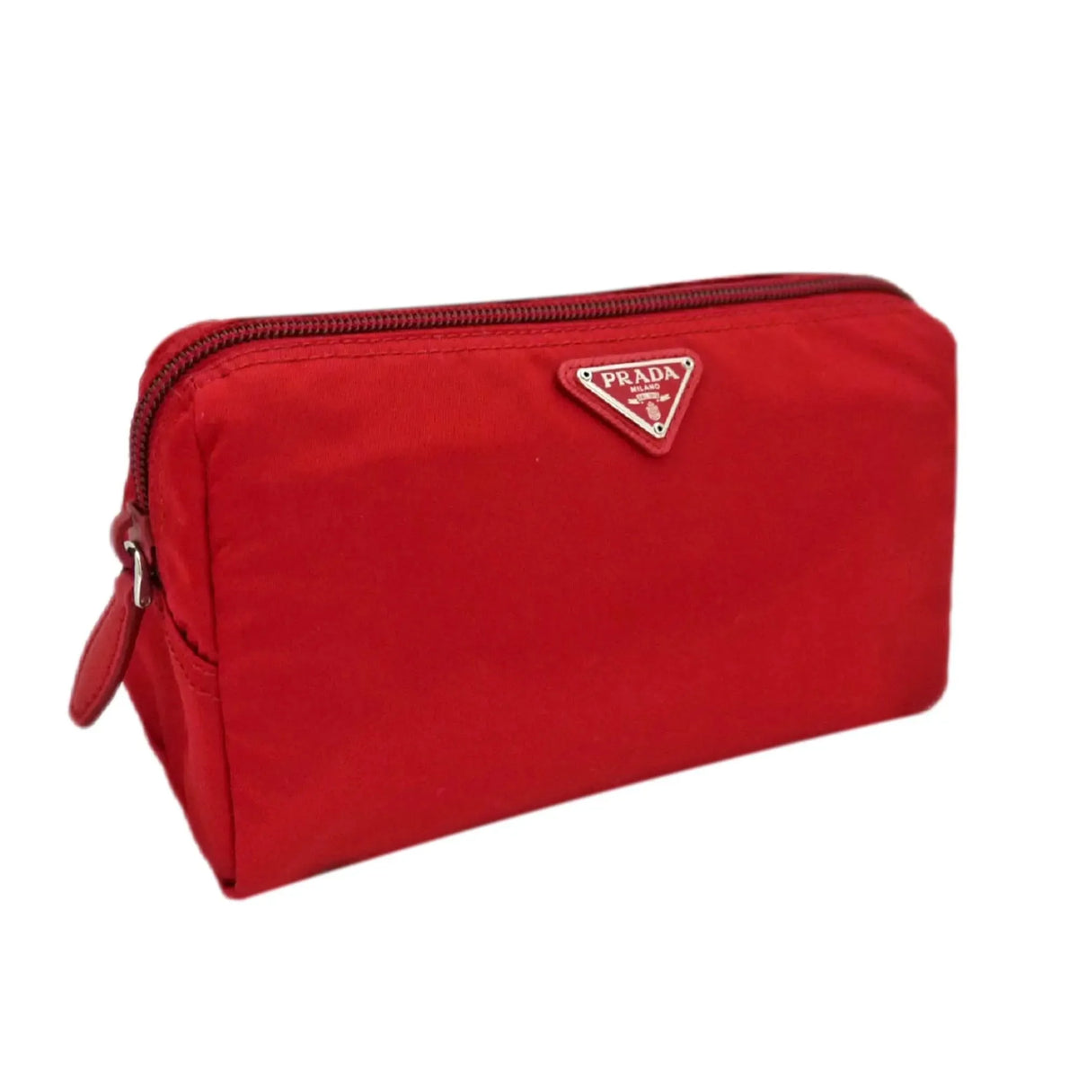 Prada Tessuto Rosso Red Nylon Large Costmetic Case Clutch Bag