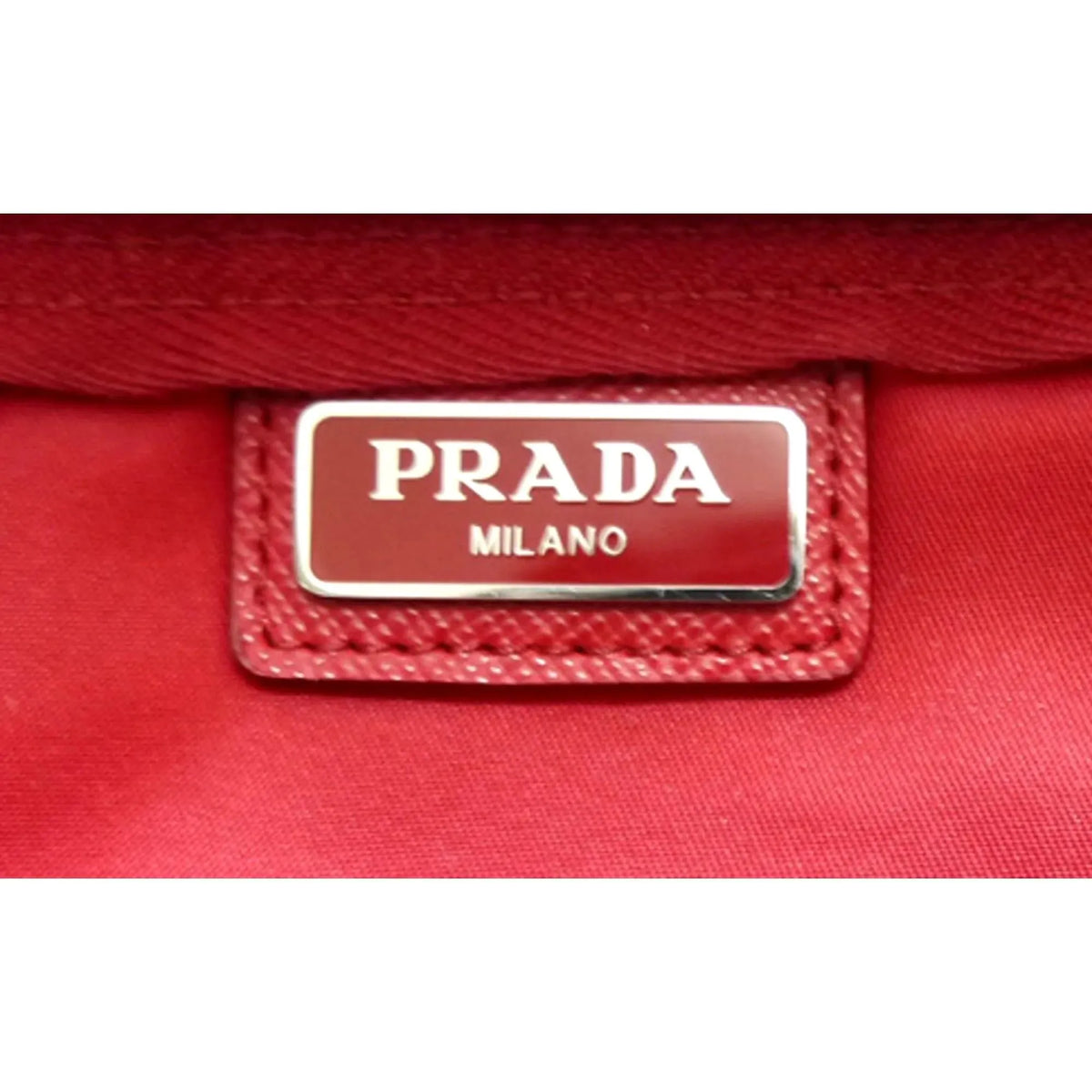 Prada Tessuto Rosso Red Nylon Large Costmetic Case Clutch Bag