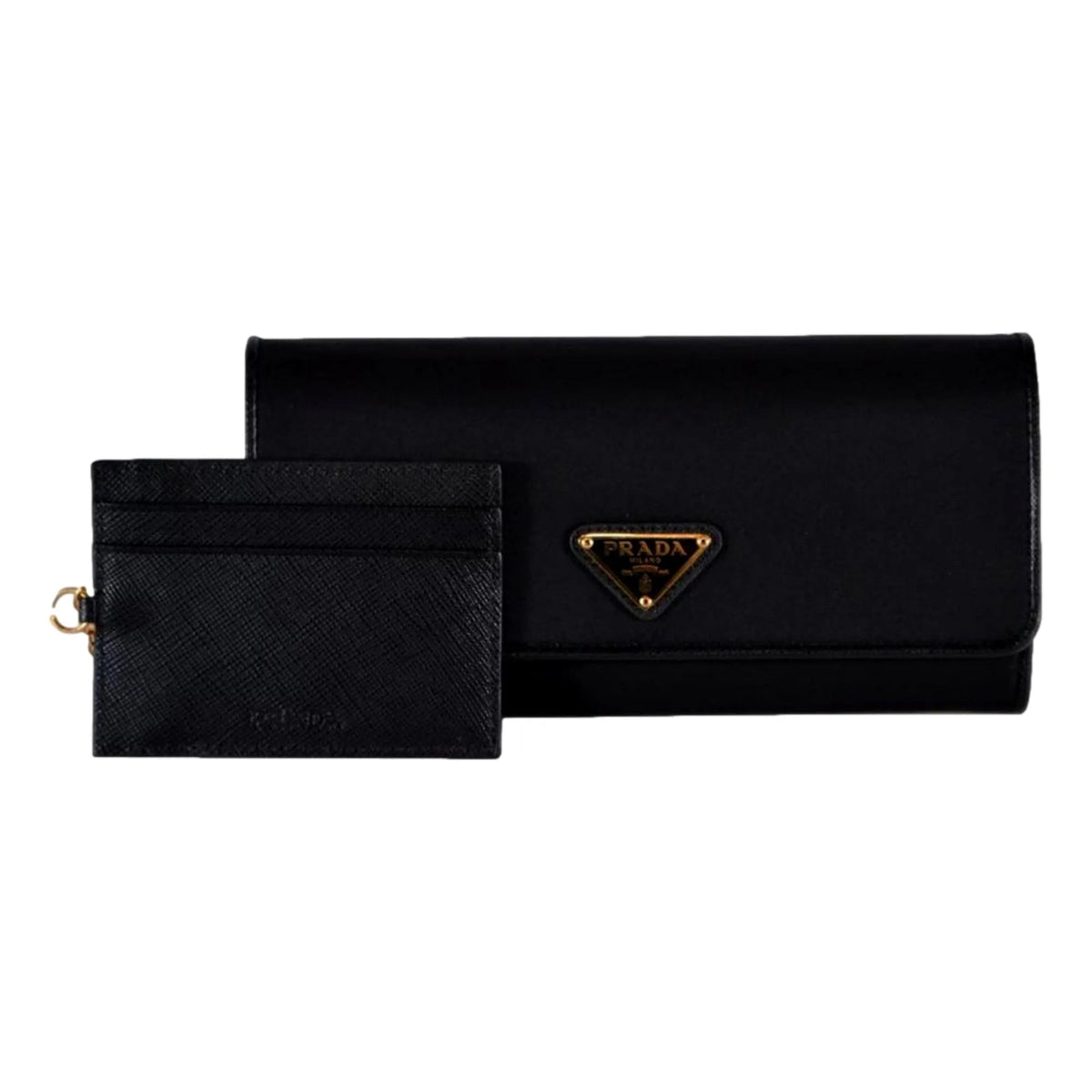 Prada Triangle Logo Tessuto Re - Nylon Black Continental Large Flap Wallet - Wallets - Clayton's Online Store