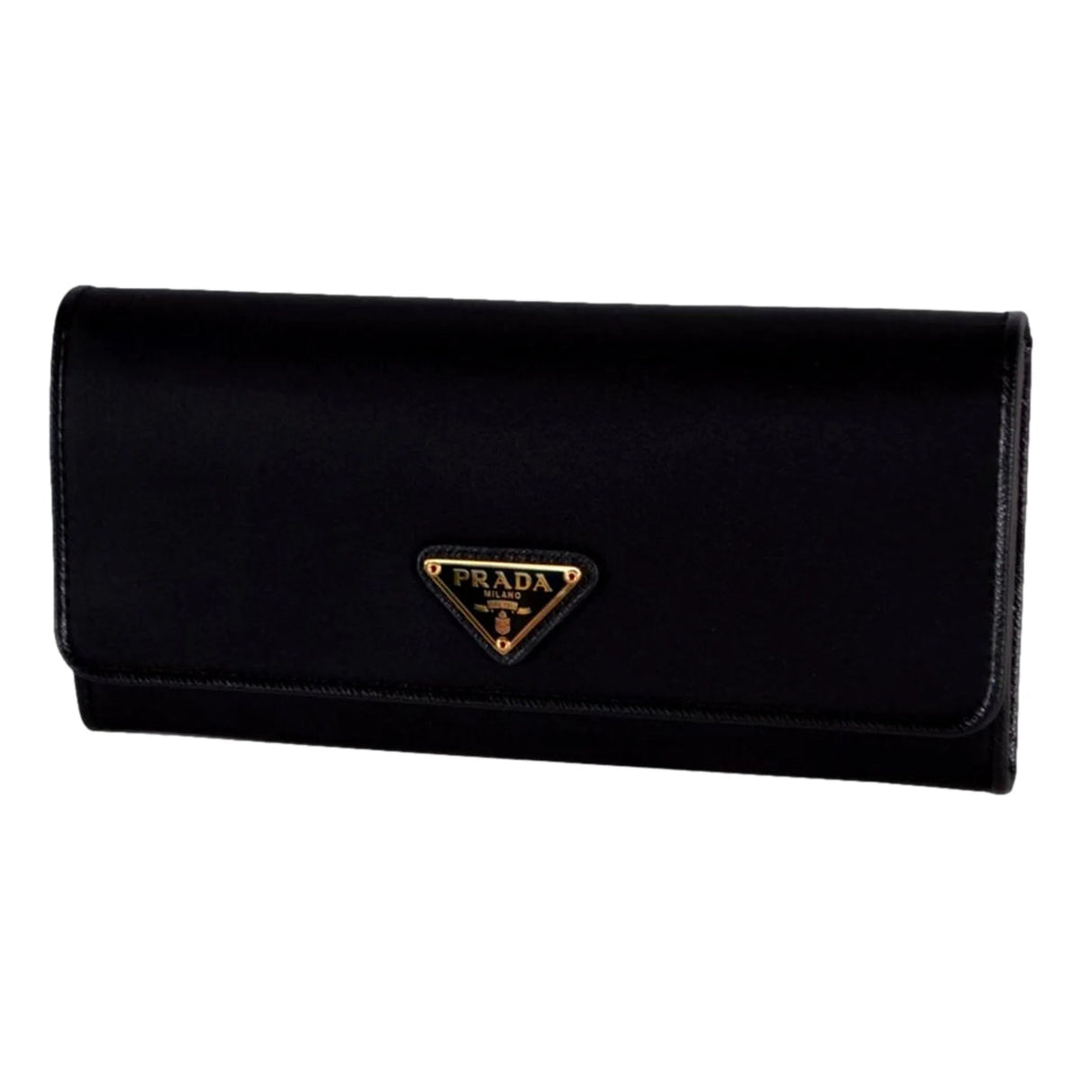 Prada Triangle Logo Tessuto Re - Nylon Black Continental Large Flap Wallet - Wallets - Clayton's Online Store