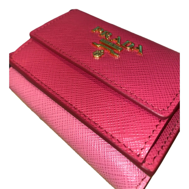 Prada Two - Toned Pink Tri - Fold Saffiano Wallet - Wallets - Clayton's Online Store