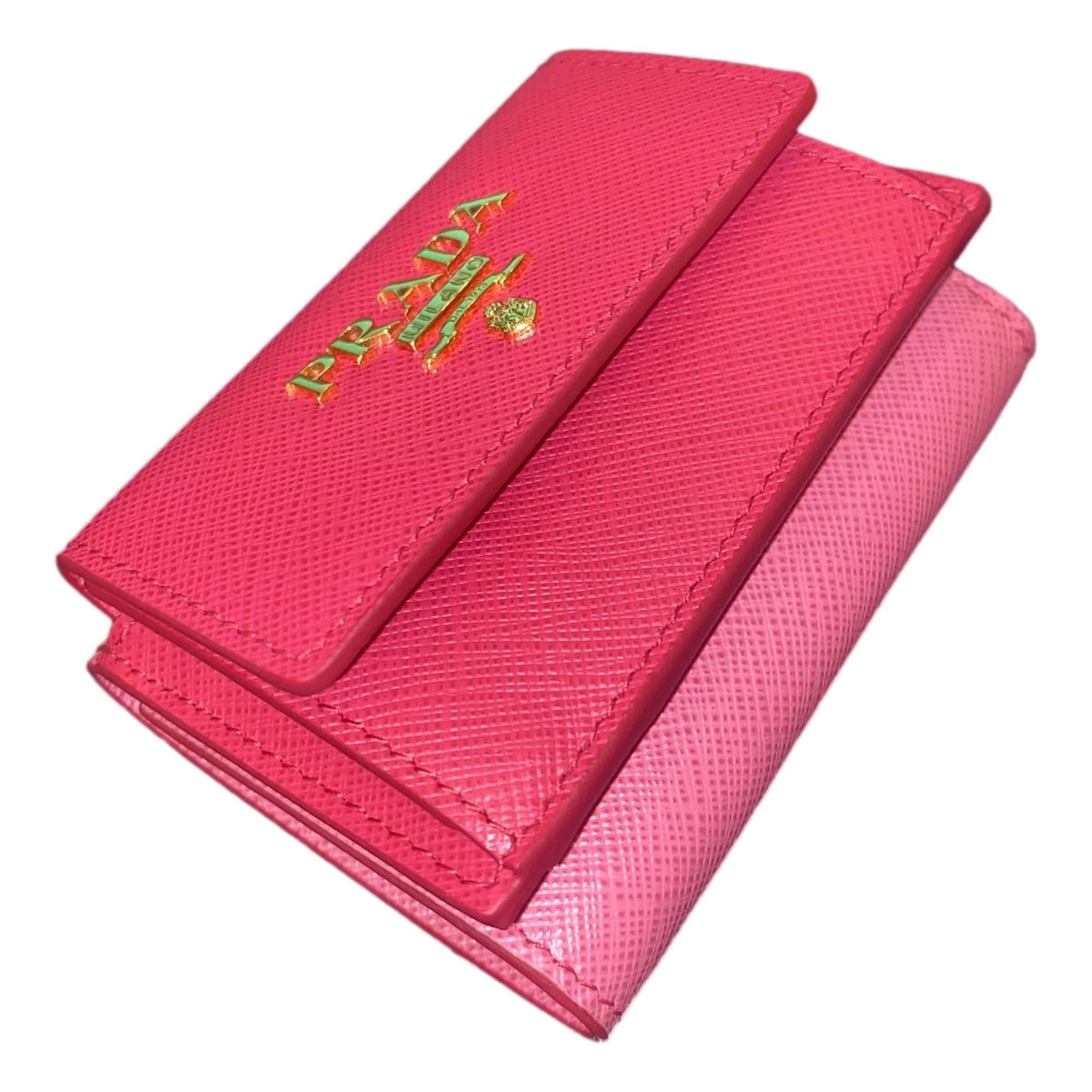 Prada Two - Toned Pink Tri - Fold Saffiano Wallet - Wallets - Clayton's Online Store