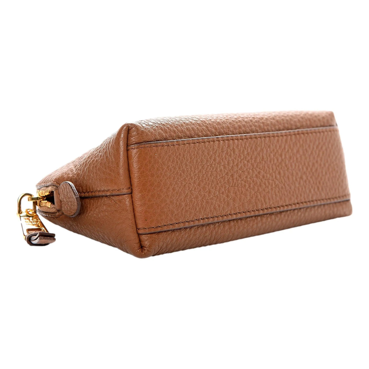 Prada Vitello Daino Cannella Brown Leather Small Cosmetic Case Clutch Bag - Handbags - Clayton's Online Store