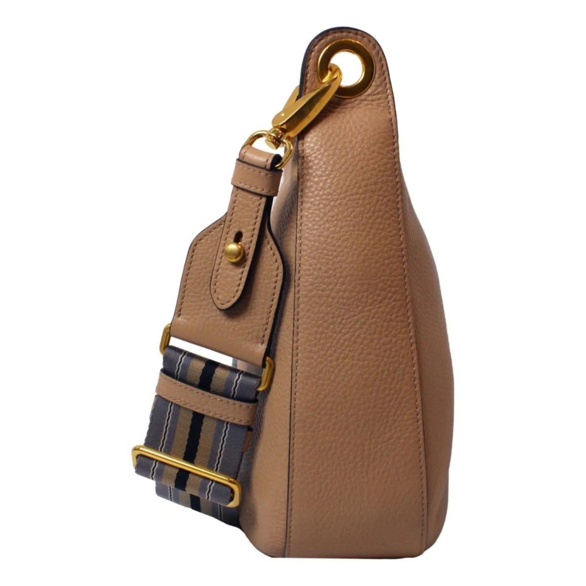 Prada Vitello Daino Tan Leather Bag Nylon Web Stripe Strap - Handbags - Clayton's Online Store