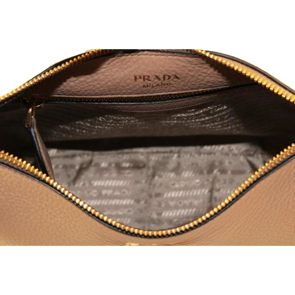 Prada Vitello Daino Tan Leather Bag Nylon Web Stripe Strap - Handbags - Clayton's Online Store