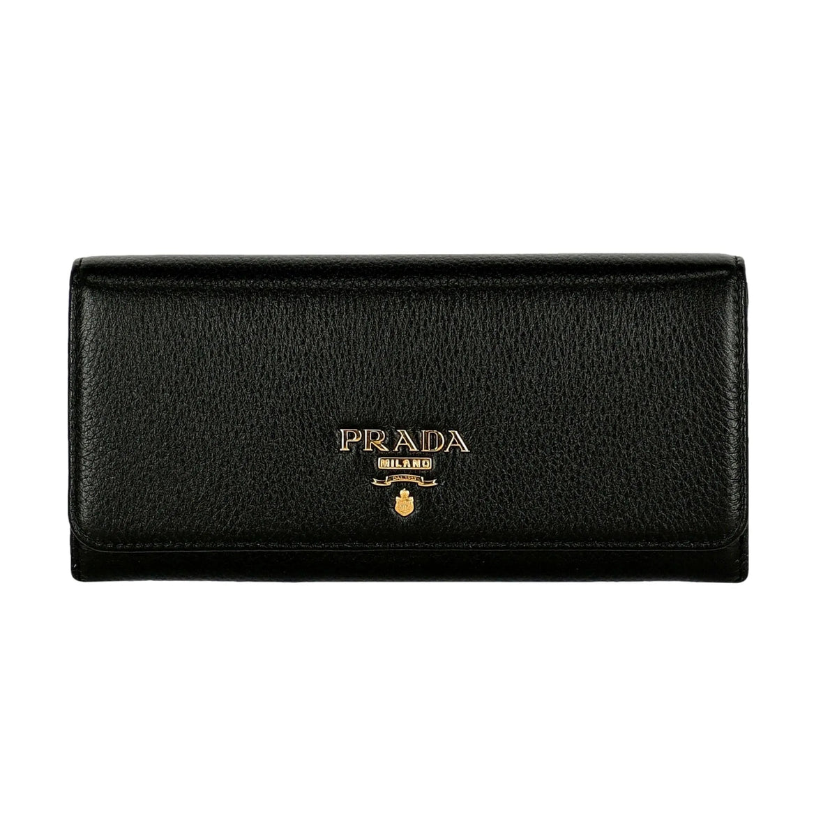 Prada Vitello Grain Black Leather ID Holder Continental Long Wallet - Wallets - Clayton's Online Store