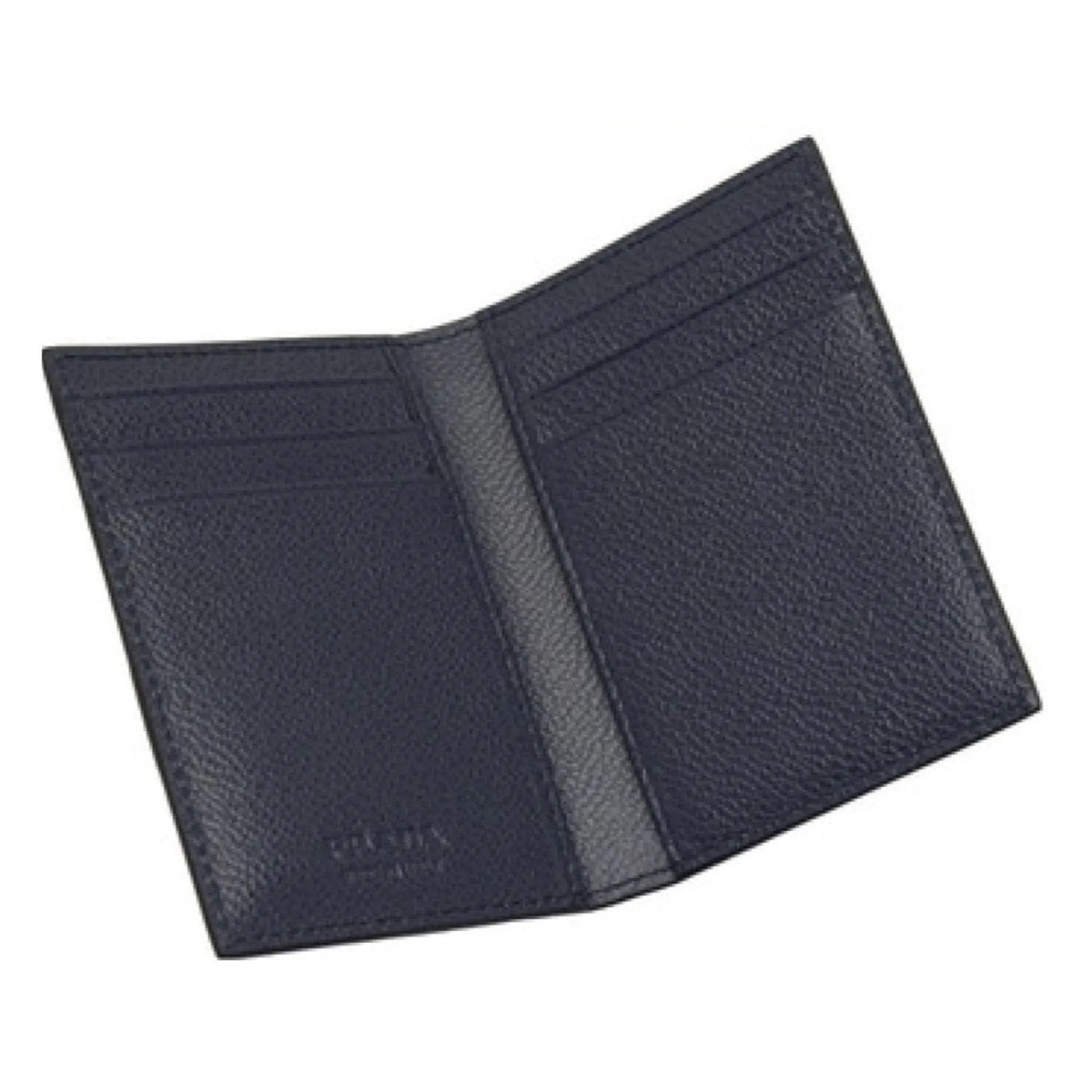 Prada Vitello Grain Blue Leather Triangle Logo Vertical Bifold Wallet - Wallets - Clayton's Online Store