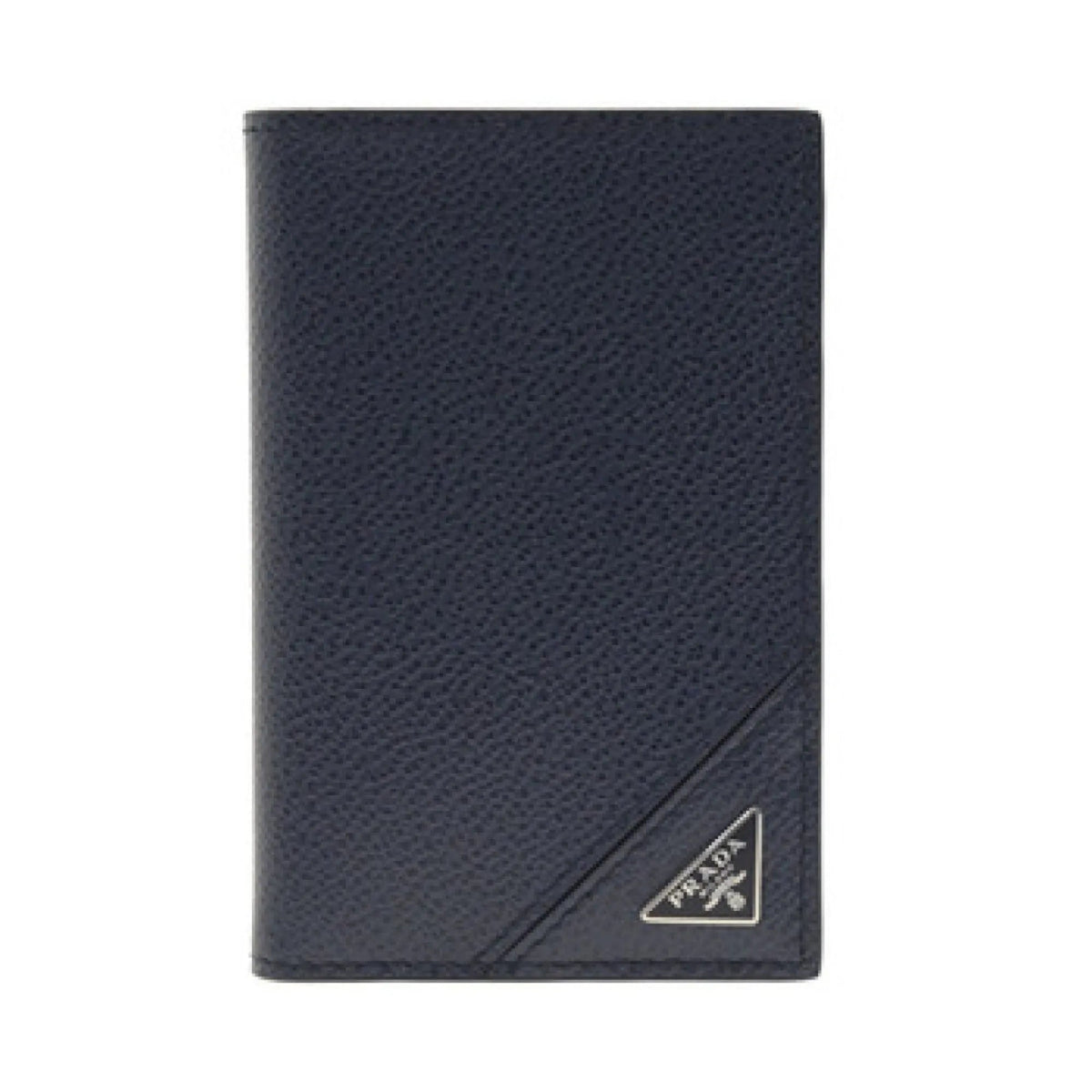 Prada Vitello Grain Blue Leather Triangle Logo Vertical Bifold Wallet - Wallets - Clayton's Online Store