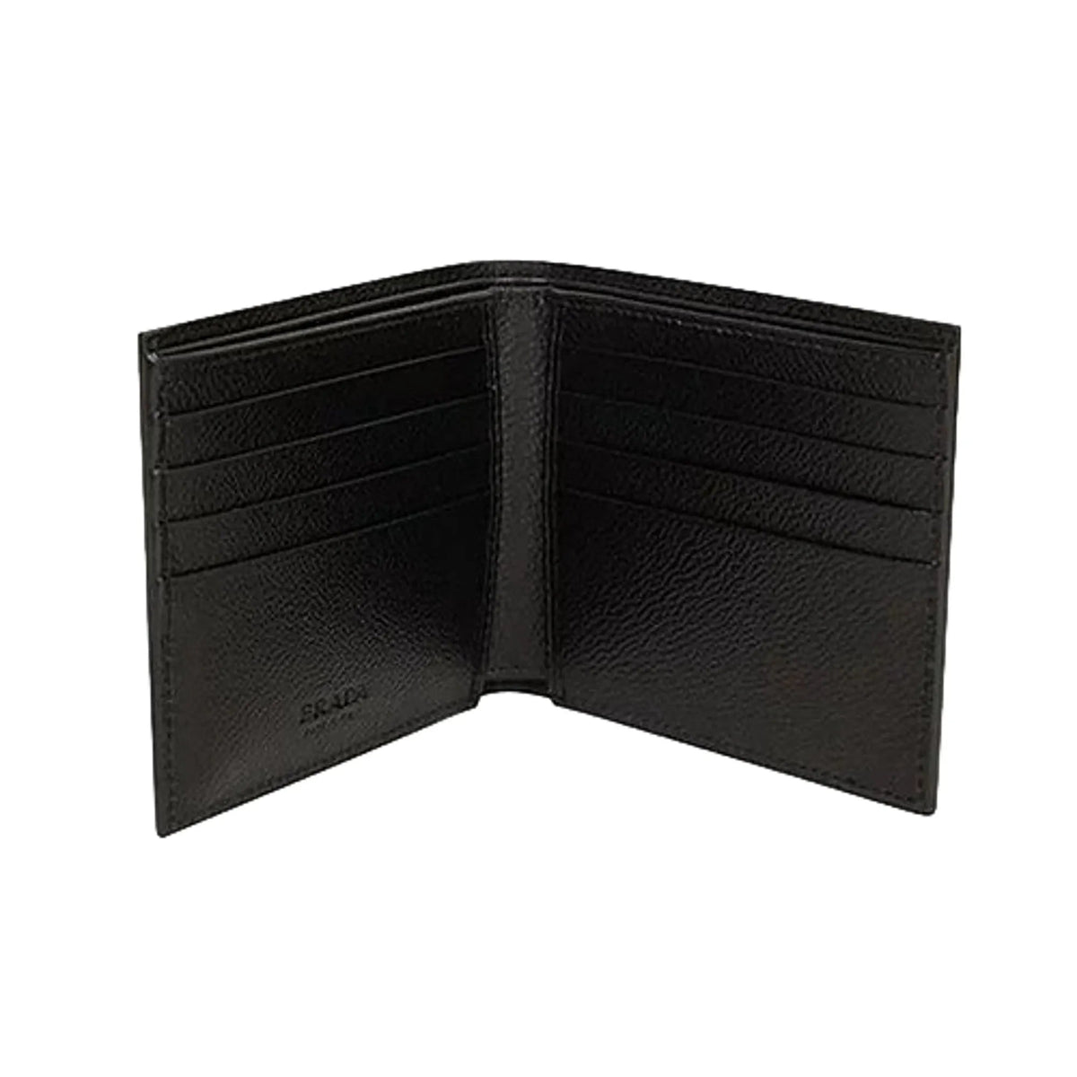 Prada Vitello Micro Grain Black Leather Triangle Logo Bifold Wallet - Wallets - Clayton's Online Store