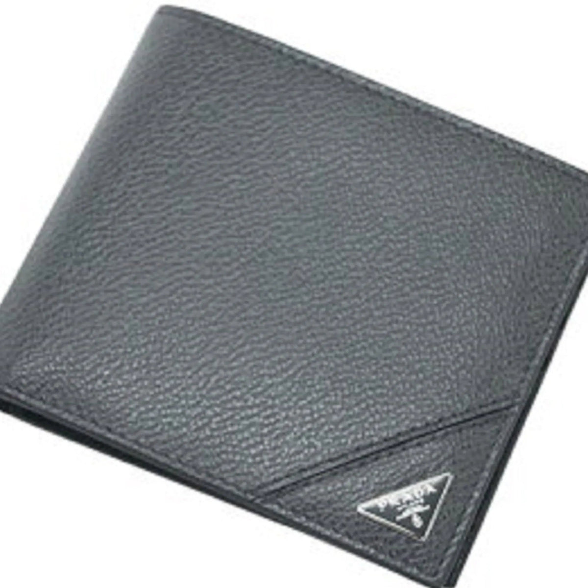 Prada Vitello Micro Grain Gray Leather Triangle Logo Bifold Wallet - Wallets - Clayton's Online Store