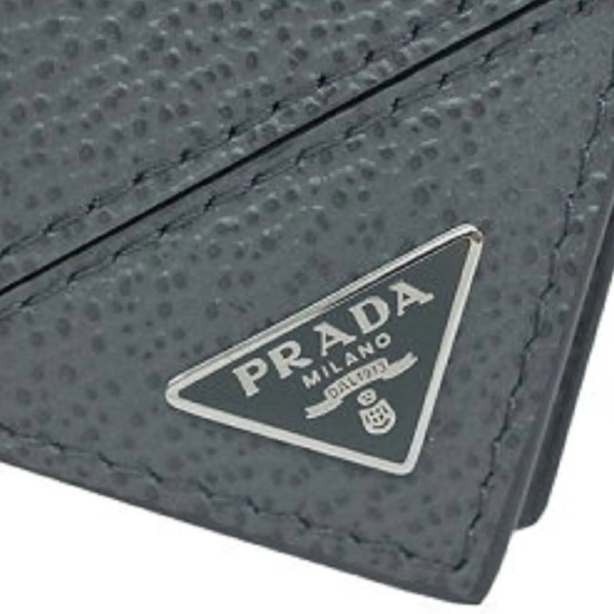 Prada Vitello Micro Grain Gray Leather Triangle Logo Bifold Wallet - Wallets - Clayton's Online Store