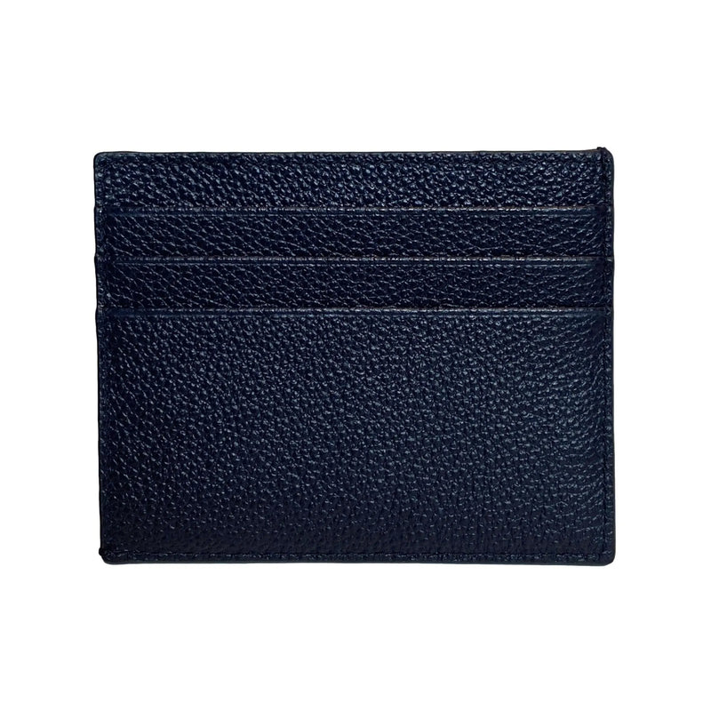 Prada Vitello Micro Grain Leather Baltico Blue Card Holder Wallet