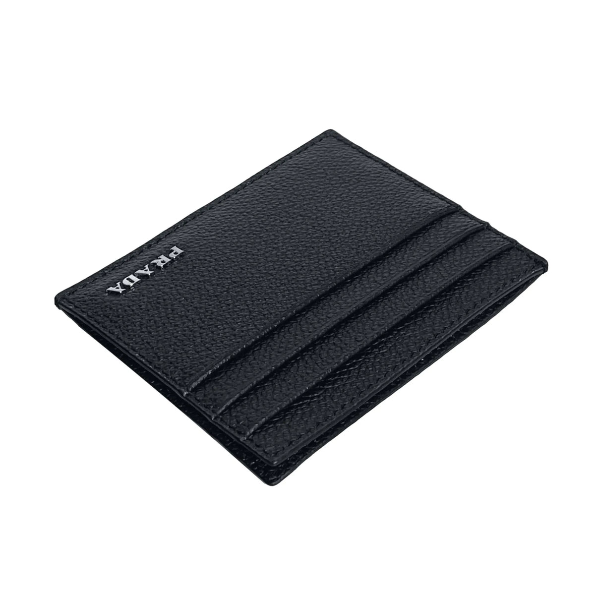 Prada Vitello Micro Grain Leather Black Card Holder Wallet