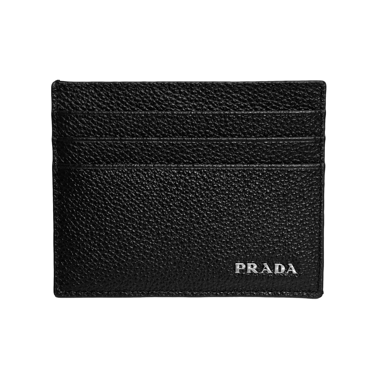 Prada Vitello Micro Grain Leather Black Card Holder Wallet