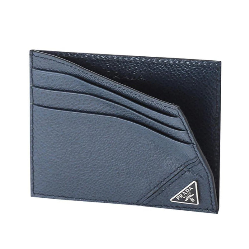 Prada Vitello Micro Grain Navy Triangle Logo Cardholder Wallet - Wallets - Clayton's Online Store