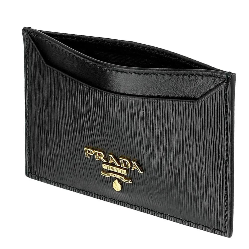 Prada Vitello Move Black Leather Small Card Holder Case Wallet