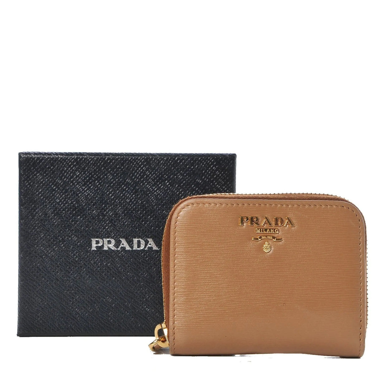 Prada Vitello Move Cipria Beige Leather Zip Around