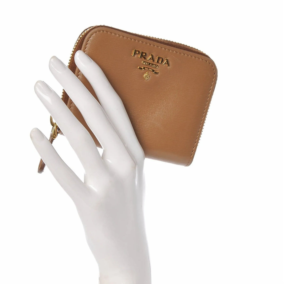 Prada Vitello Move Cipria Beige Leather Zip Around