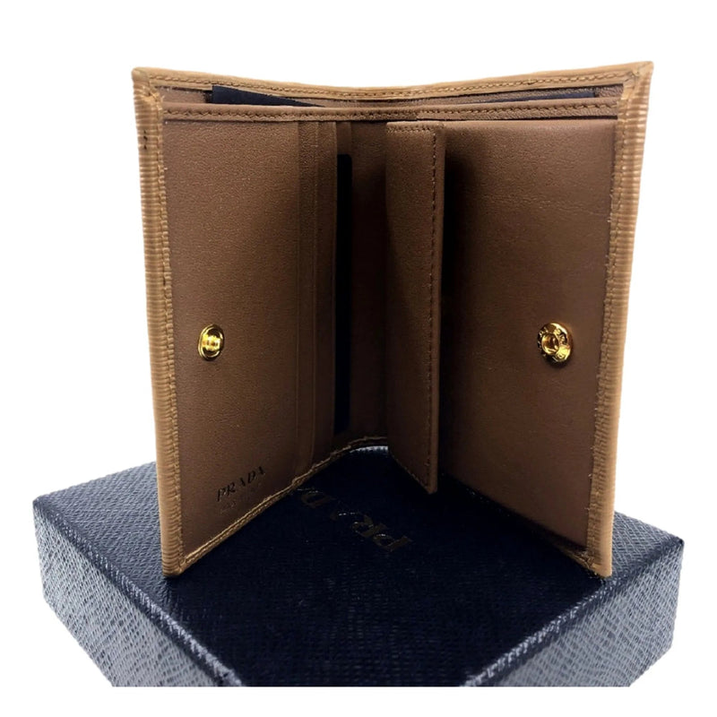 Prada Vitello Move Cipria Beige Leather Bifold Snap Wallet - Wallets - Clayton's Online Store