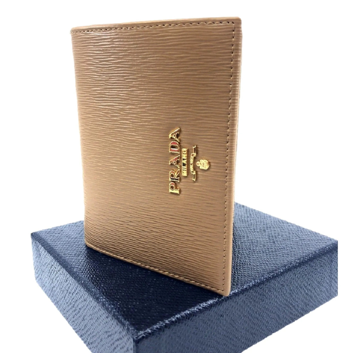 Prada Vitello Move Cipria Beige Leather Bifold Snap Wallet - Wallets - Clayton's Online Store