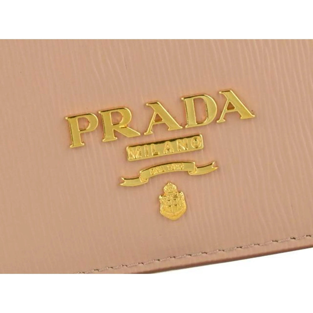 Prada Vitello Move Cipria Beige Leather Logo Plaque Card Holder Wallet - Wallets - Clayton's Online Store