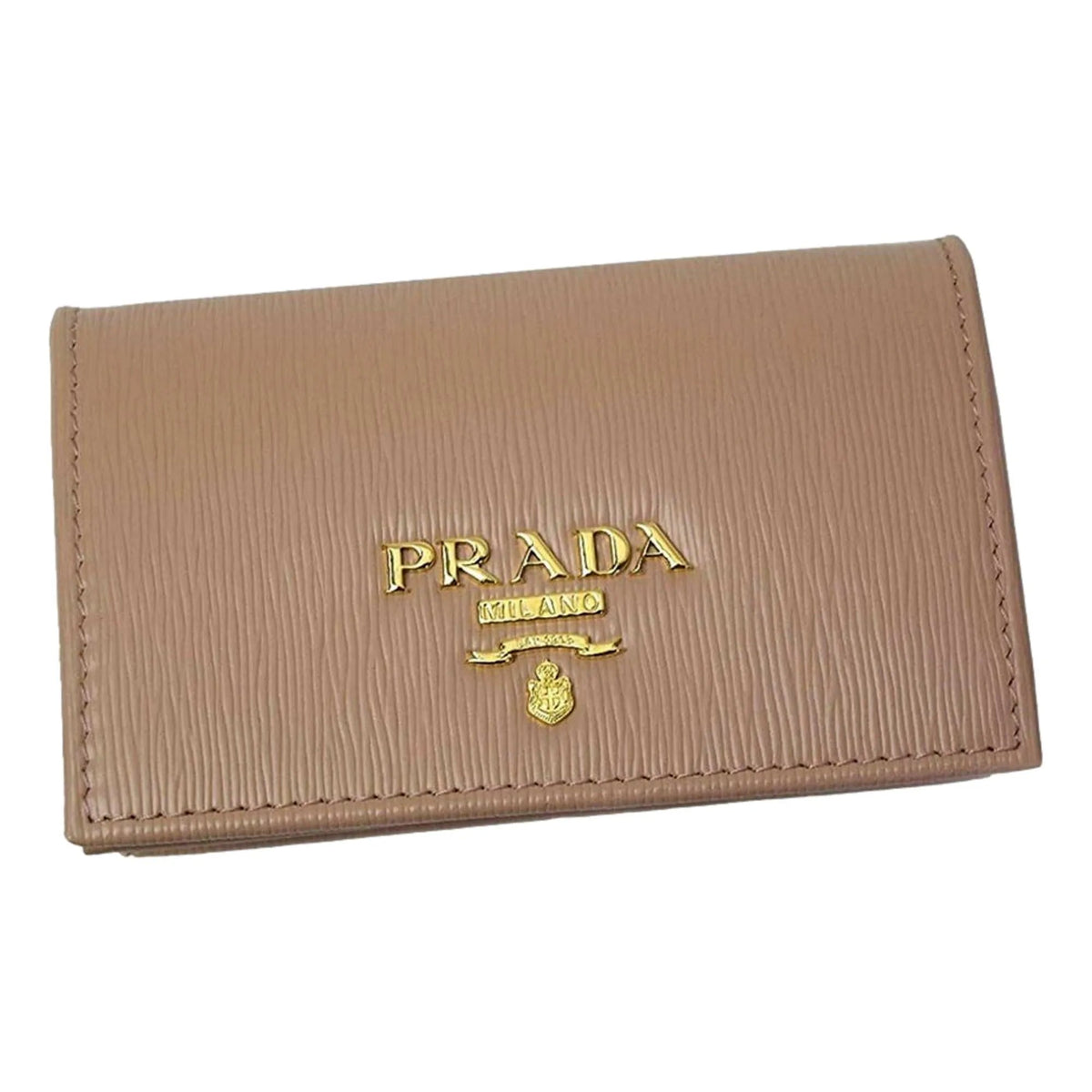 Prada Vitello Move Cipria Beige Leather Mini Cardholder Snap Wallet - Wallets - Clayton's Online Store