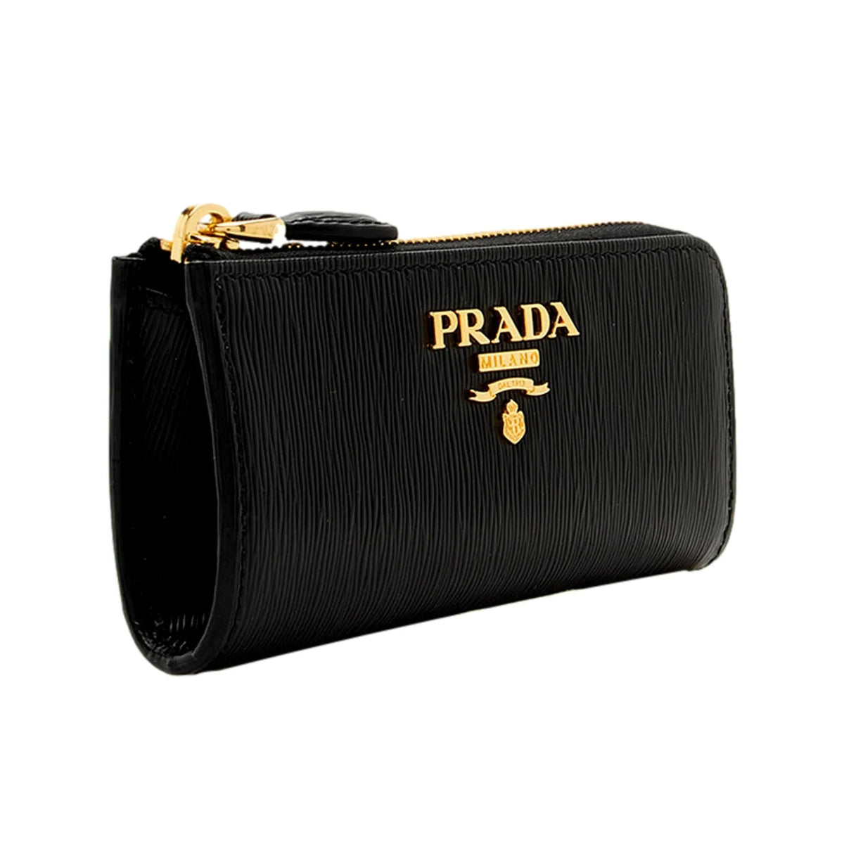 Prada Vitello Move Key Case Holder Wallet Zip Pouch Black Calf Leather - Wallets - Clayton's Online Store