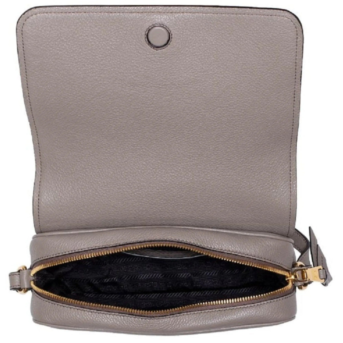 Prada Vitello Phenix Argilla Grey Leather Flap Crossbody Bag - Handbags - Clayton's Online Store