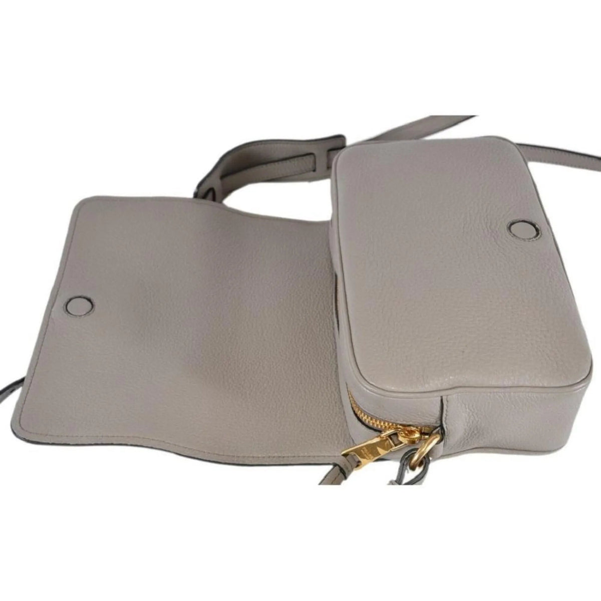 Prada Vitello Phenix Argilla Grey Leather Flap Crossbody Bag - Handbags - Clayton's Online Store