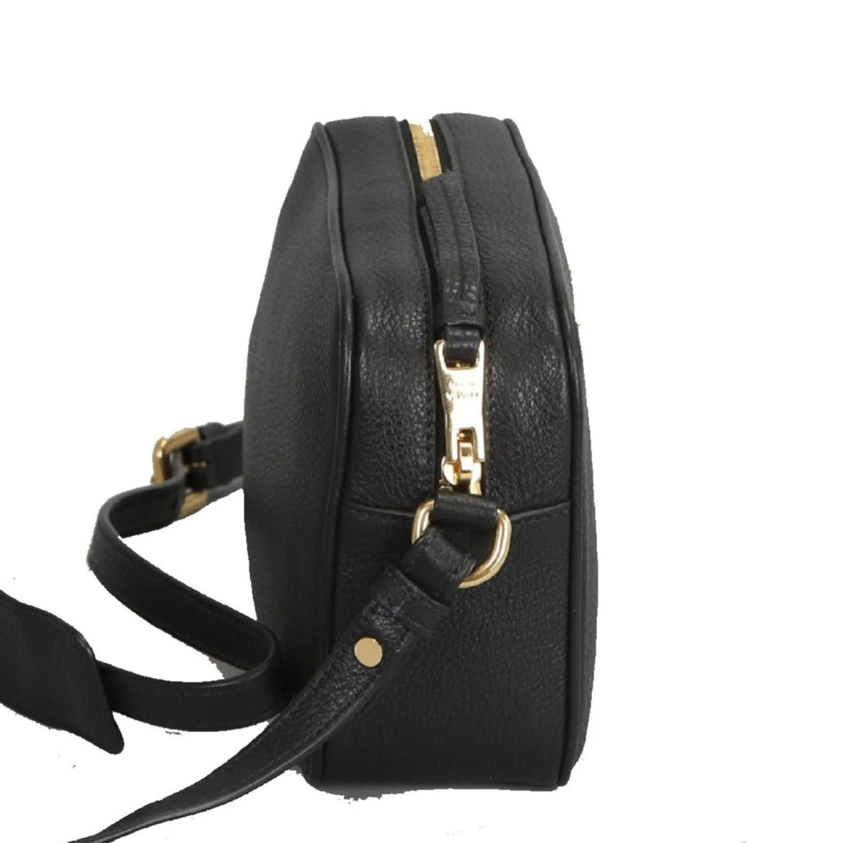 Prada Vitello Phenix Black Leather Gold Logo Camera Crossbody Bag - Handbags - Clayton's Online Store