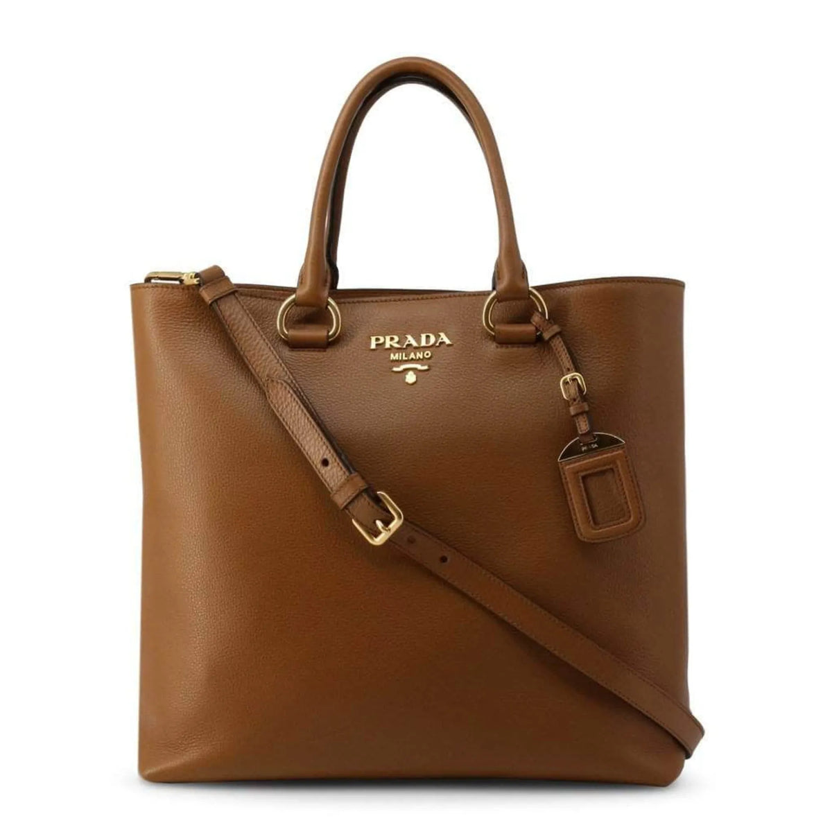 Prada Vitello Phenix Cognac Brown Shopping Tote Bag