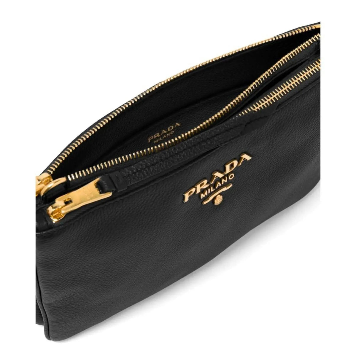 Prada Vitello Phenix Leather Gold Hardware Black Cross Body - Handbags - Clayton's Online Store