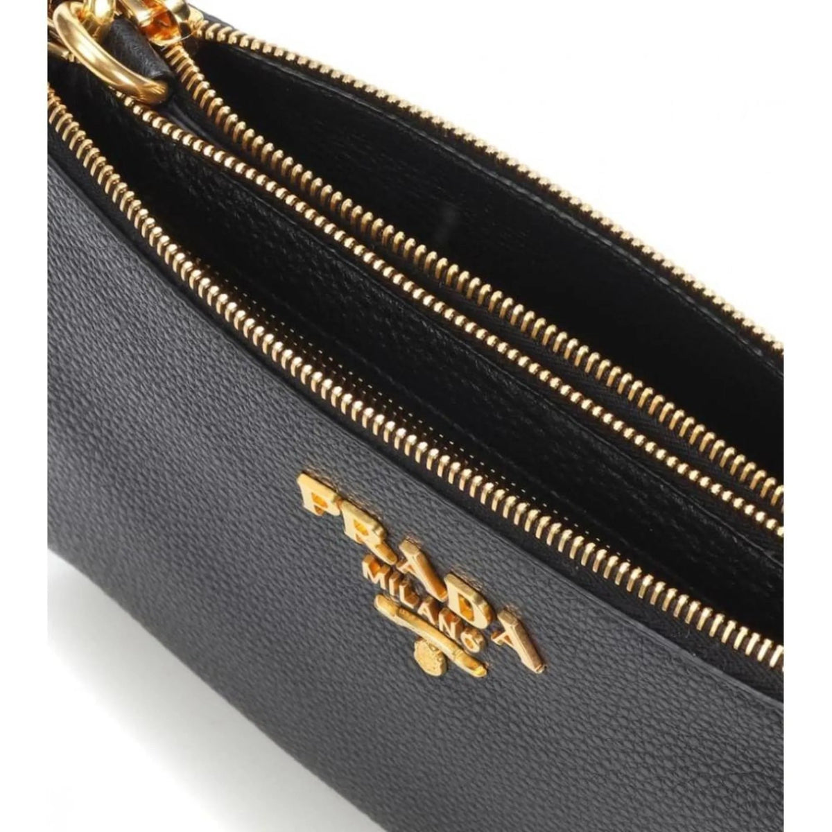 Prada Vitello Phenix Leather Gold Hardware Black Cross Body - Handbags - Clayton's Online Store