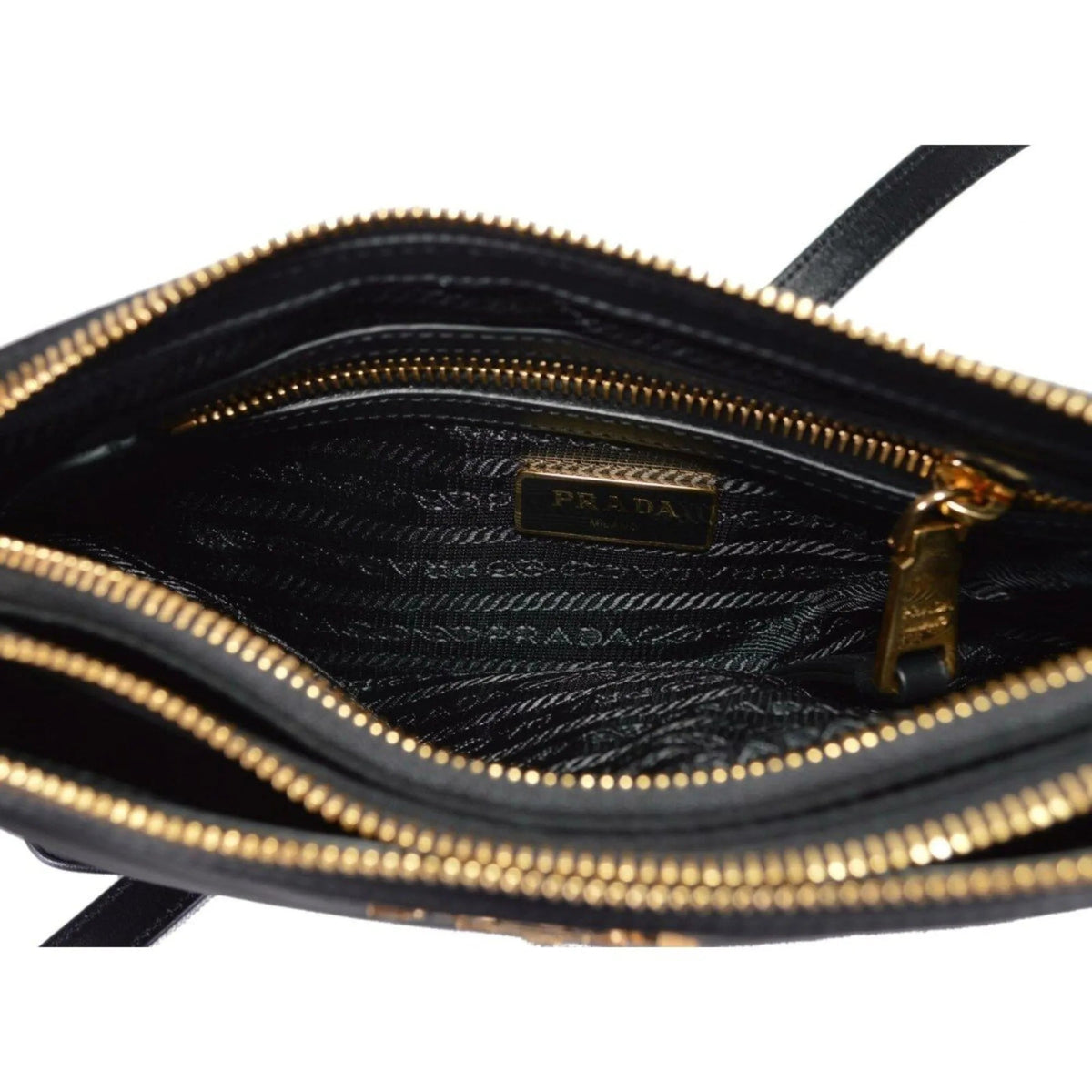 Prada Vitello Phenix Leather Gold Hardware Black Cross Body - Handbags - Clayton's Online Store