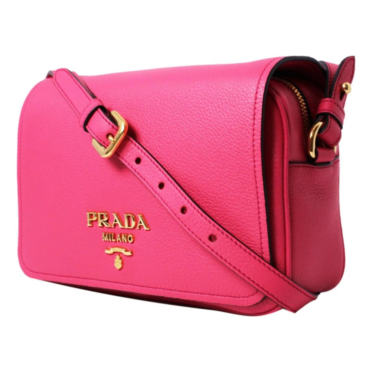 Prada Vitello Phenix Peonia Leather Flap Crossbody Bag - Handbags - Clayton's Online Store