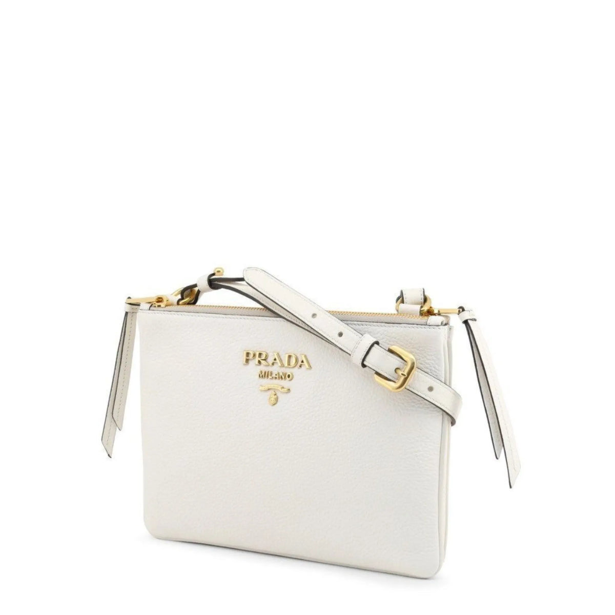 Prada White Leather Vitello Phenix Crossbody Bag