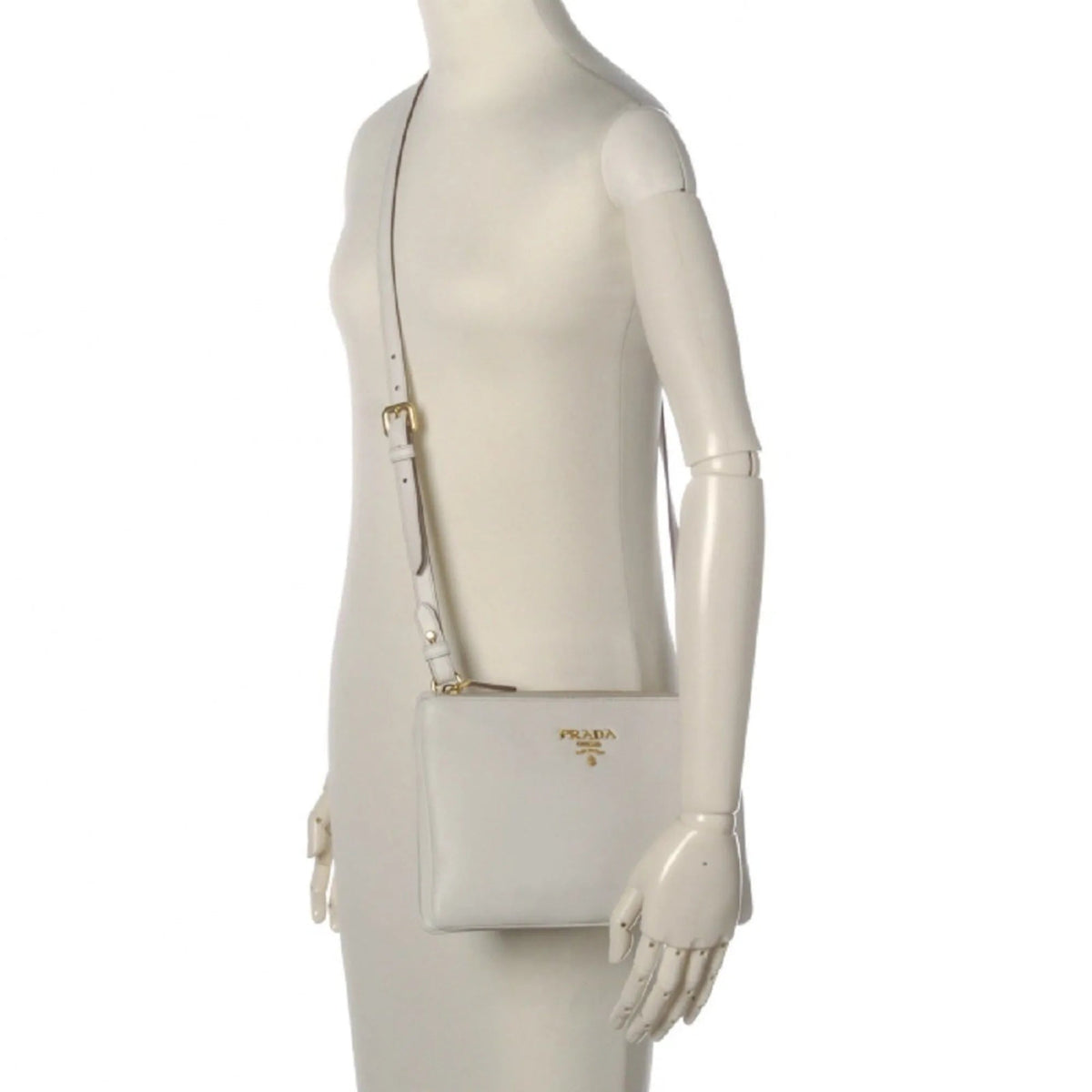 Prada White Leather Vitello Phenix Crossbody Bag - Handbags - Clayton's Online Store