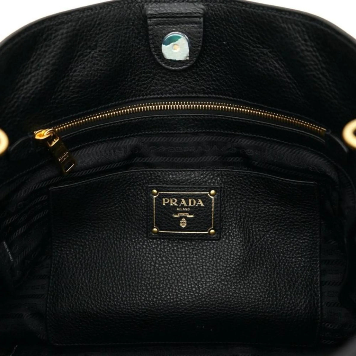 Prada Black Vitello Phenix Leather Shopping Tote Bag