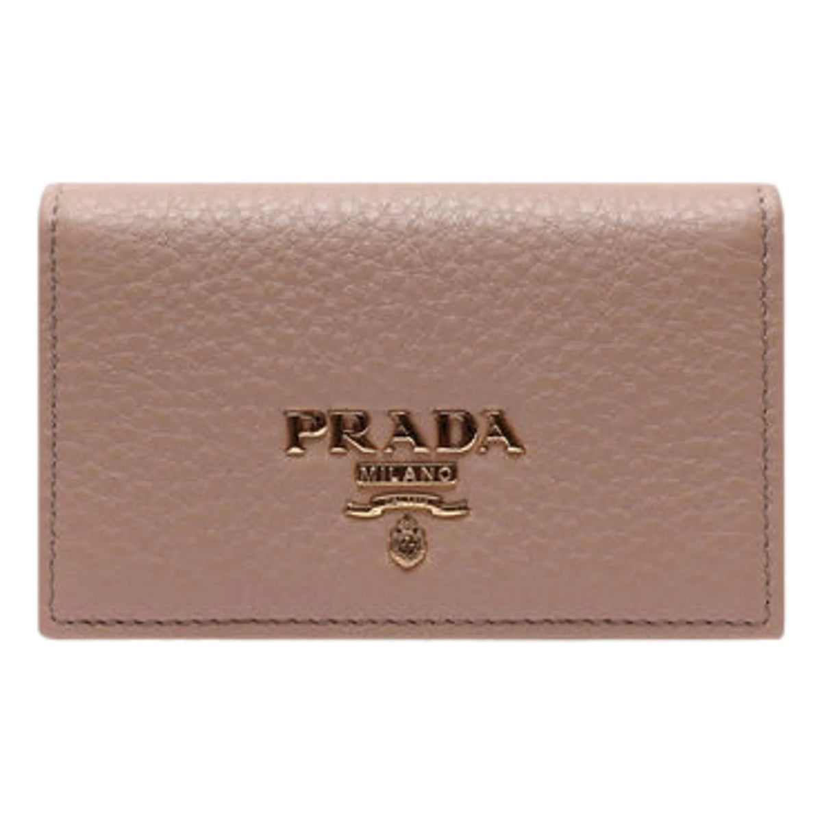 Prada Women's Vitello Grain Cammeo Beige Leather Card Case Wallet