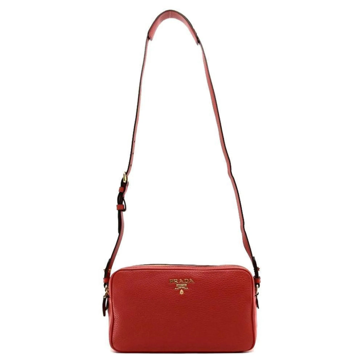 Prada Women's Red Vitello Phenix Leather Crossbody Handbag Small - Handbags - Clayton's Online Store