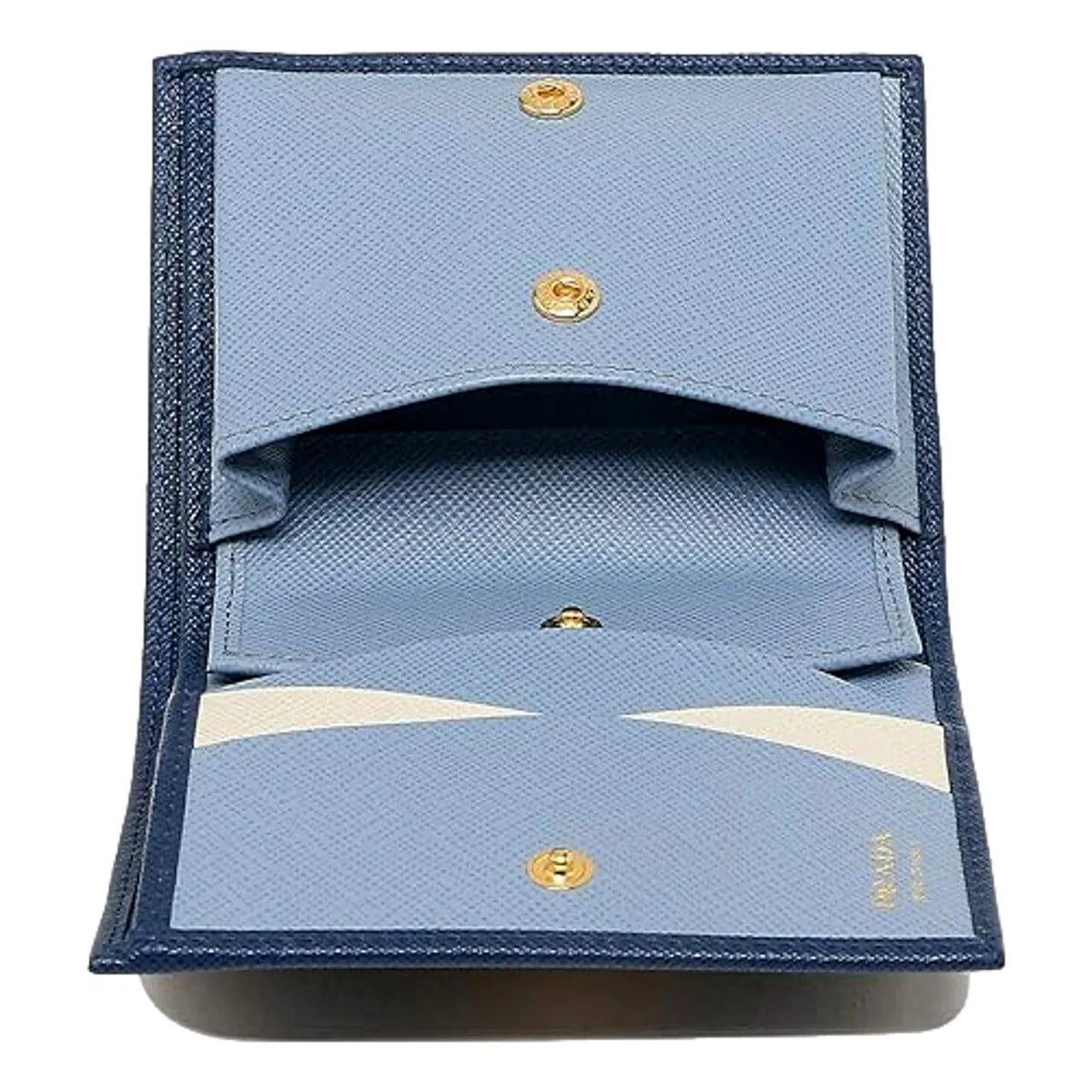 Prada Womens Saffiano Multi - Color Folding Wallet Bluette Blue and Astrale - Wallets - Clayton's Online Store