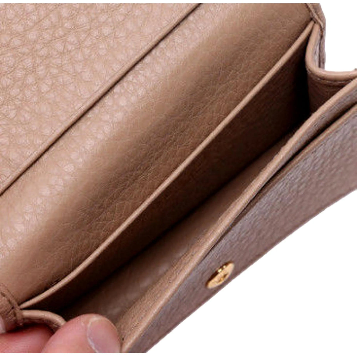 Prada Women's Vitello Grain Cammeo Beige Leather Card Case Wallet - Wallets - Clayton's Online Store