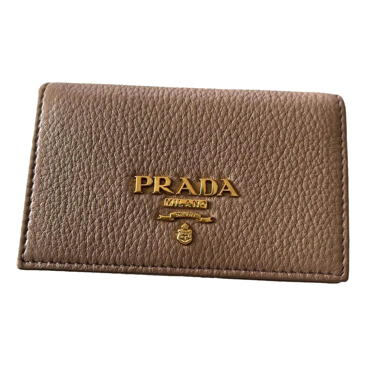 Prada Women's Vitello Grain Cipria Beige Leather Card Case Wallet - Wallets - Clayton's Online Store