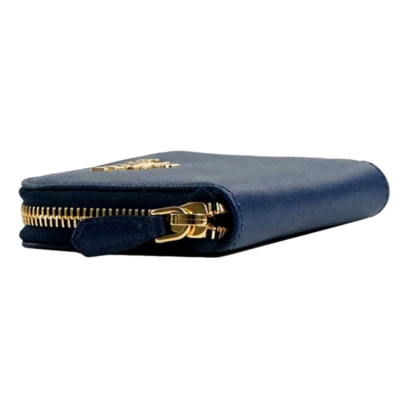 Prada Womens Zippy Coin Purse Wallet Saffiano Leather Bluette Blue Gold Logo - Wallets - Clayton's Online Store